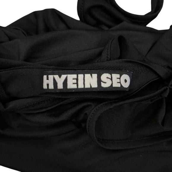 Hyein Seo Black Long Sleeve Stretch Women's Crop Wrap Tie Top Thumbholes size 2 - Picture 4 of 6